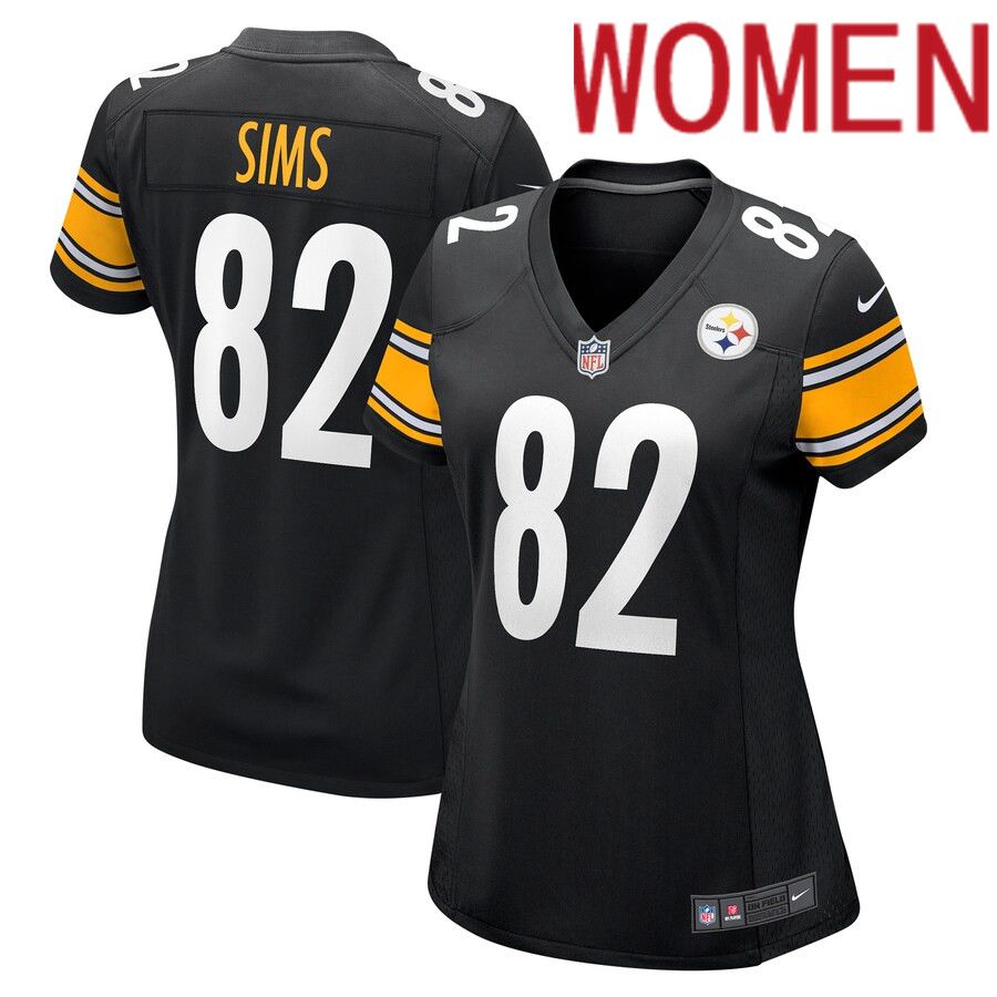 Women Pittsburgh Steelers 82 Steven Sims Nike Black Game NFL Jersey